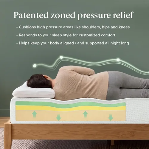 Vista 6 de Zinus 10 Inch Twin Green Tea Memory Foam Mattress, Medium Firm Feel Blanco