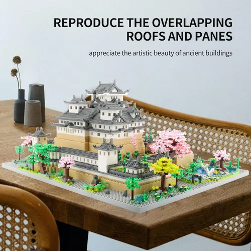 Vista 4 de Juego de micro bloques de construcción del castillo Himeji de Japón, colección de monumentos de arquitectura, 10080 piezas, regalo coleccionable