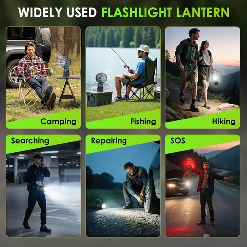 Vista 8 de BOBKID Linterna de camping modular recargable 4 en 1, linterna LED portátil, ventilador de campamento al aire libre, IPX4 impermeable, juego