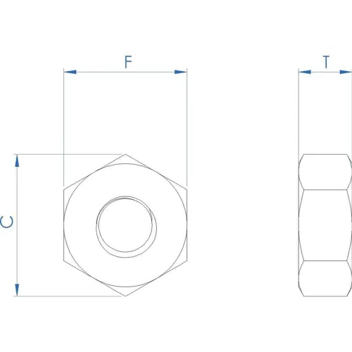 Vista 5 de Fullerkreg Tuerca hexagonal inoxidable de 1/4"-20, acero inoxidable 304, acabado brillante, (100 piezas)