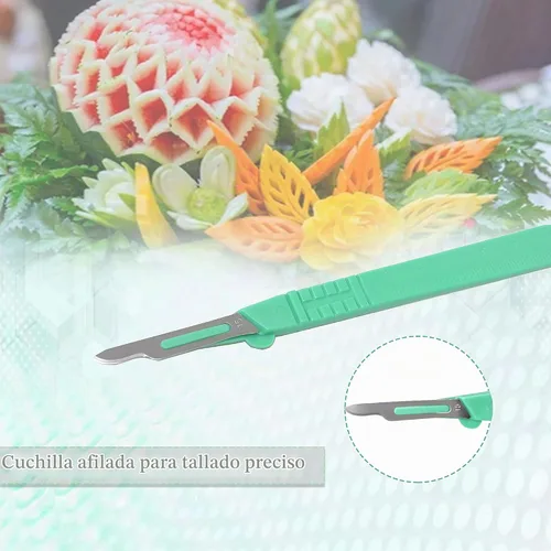 Vista 8 de Bisturí desechable estéril #23, herramienta de podología y dermaplaning, cuchillas de acero al carbono de precisión con mango de plástico, bolsas