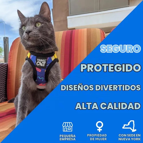 Vista 3 de Juego de arnés y correa de viaje para gato - Arnés de ajuste ajustable y correa reflectante - Chaleco cómodo para caminar para gatito para caminar