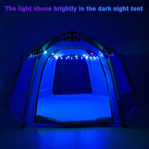 Vista 9 de Tienda de campaña hexagonal portátil para niños con tira de luces LED para interiores, casa de juegos para niños, tienda de campaña de ensueño