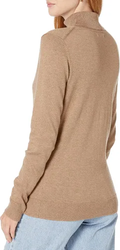 Vista 2 de Tienda Essentials - Suéter ligero de manga larga con cuello de tortuga para mujer, de ajuste clásico (disponible en talla extragrande)