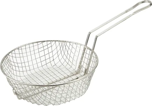 Vista 5 de Winco - Cesta culinaria de acero de 8 pulgadas, niquelada, malla mediana Malla mediana, servicio de restaurante, ideal para entradas, ensaladas