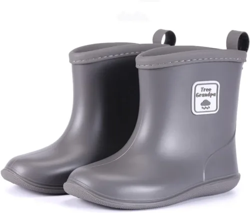 Vista 9 de Botas de lluvia para bebés, botas de lluvia cortas para niños pequeños, fáciles de poner, ligeras e impermeables Azul