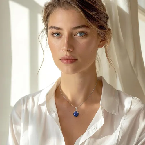 Vista 26 de 925 Sterling Silver Gemstone Necklace Women - Gemstone Pendant Necklace Silver- Birthstone Necklace - Silver Jewelry for Women- Minimalist Jewelry
