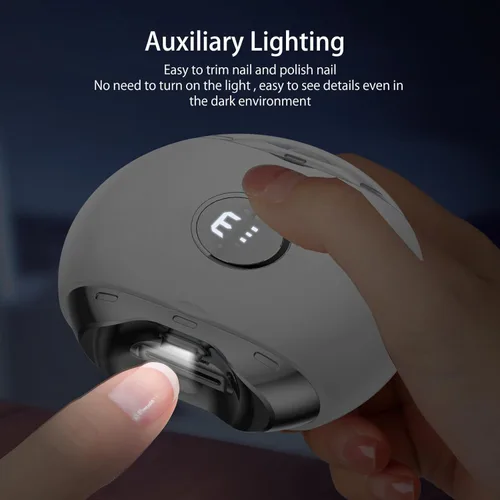 Vista 7 de Electric Automatic Nail Clipper with LED Light & 3 Speeds,Fingernail Cutter and Polisher and Exfoliating 3 in 1 Design,Nail Scraps Storage