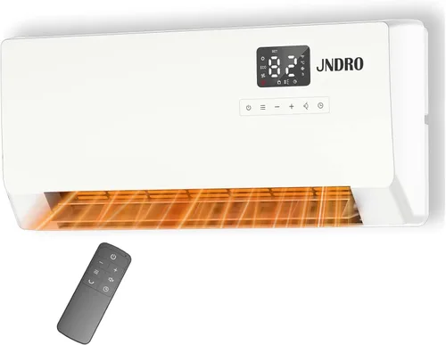 Vista 8 de Calentador de espacio montado en la pared con termostato ECO y control remoto, pantalla LED, modos de oscilación de 60°/90°/120°, temporizador de 24