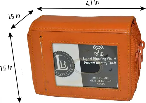 Vista 4 de Leatherboss - Cartera de piel con doble cremallera con seguridad RFID