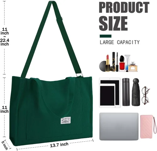 Vista 5 de Corduroy Tote Bag for Women Small Satchel Bag Mini Tote Bag Aesthetic Crossbody Bag Handbag - Work Travel Shopping