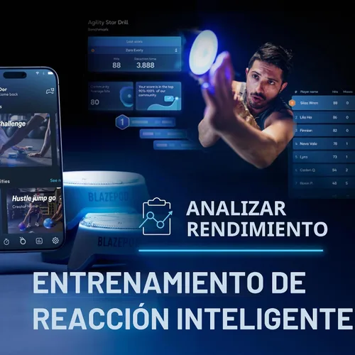 Vista 9 de BlazePod Kit de entrenamiento de reacción de fútbol – 4 cápsulas de luz inteligentes para velocidad, control de pelota y coeficiente intelectual