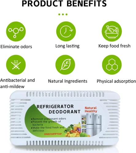 Vista 2 de Desodorizador para refrigerador (paquete de 6) - Eliminador de olores para refrigerador y congelador, carbón activado natural, combate los olores