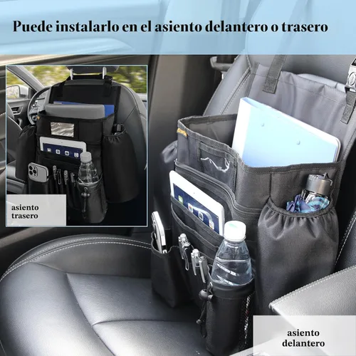 Vista 5 de ECWKVN Organizador de Asiento Delantero de Automóvil - Organizador de Archivos de Automóvil, Bolsa de Almacenamiento de Asiento de Pasajero