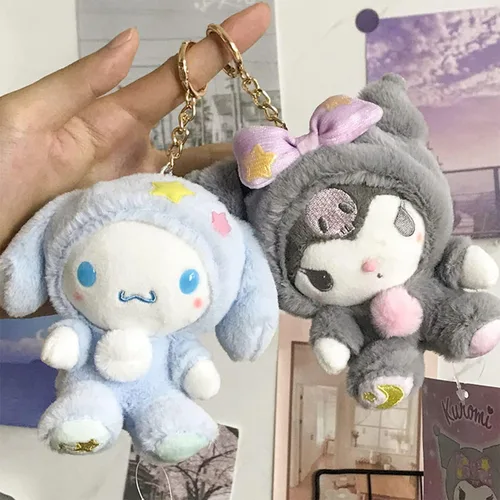 Vista 6 de Ahlsense Llavero de peluche lindo de dibujos animados de anime de 5 pulgadas (B)