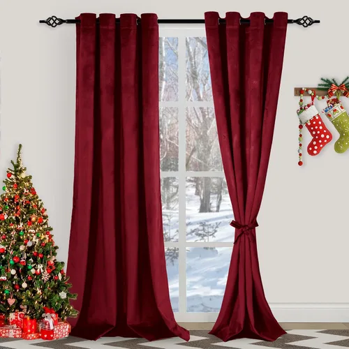 Vista 8 de XWZO Cortinas de terciopelo azul de 63 pulgadas de largo, elegantes cortinas de lujo suaves para sala de estar, aislamiento térmico, oscurecimiento