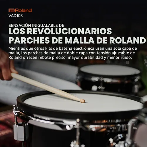 Vista 6 de Roland VAD103 V-Drums Kit de batería de diseño acústico electrónico de 4 piezas con carcasas de poca profundidad Conchas de poca profundidad