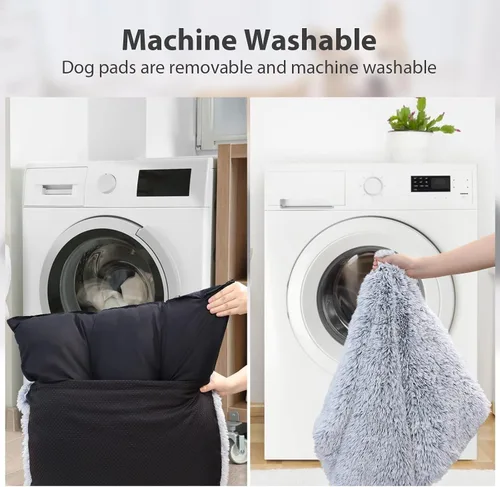 Vista 8 de Cama ortopédica para perros de tamaño grande, lavable con funda extraíble, cama para jaula impermeable, fondo antideslizante, cama para mascotas