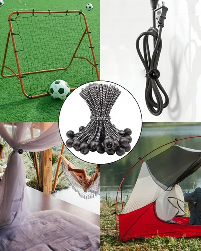Vista 6 de Cuerdas elásticas de bolas de 6 pulgadas, 25 cuerdas elásticas pequeñas con bolas, mini bolas elásticas resistentes al aire libre para lona, toldo