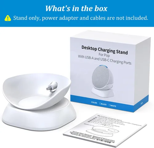 Vista 6 de PlusAcc Soporte para Pop con puertos de carga USB-C y USB-A, estación base de soporte de mesa para cargar teléfonos celulares y auriculares, base