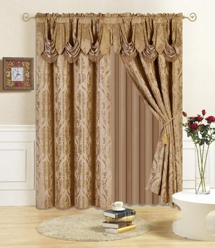 Vista 13 de All American Collection Nuevo juego de cortinas de 4 piezas con cenefa adjunta y transparente con 2 alzapaños incluidos