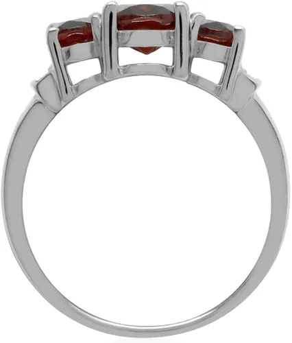 Vista 3 de Silvershake Anillo de plata de ley 925 chapada en oro blanco con piedra natal de forma ovalada auténtica de 3 piedras