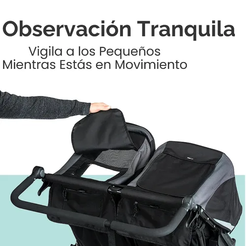 Vista 5 de BOB Gear Revolution Flex 3.0 Duallie - Cochecito para correr, cochecito doble, color negro grafito Versatile Double Jogger Stroller; All Terrain