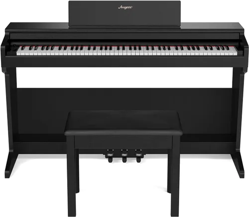 Vista 7 de Piano digital, piano de martillo con peso de 88 teclas, piano de teclado eléctrico portátil para principiantes/adultos con pedal de sostenimiento