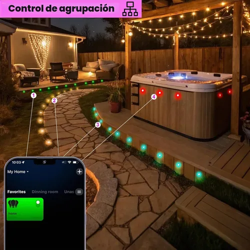 Vista 4 de Sumaote Kit de luces LED para cubierta, carcasa negra, 50 unidades, 1.22 pulgadas, WiFi, control de teléfono inteligente, bajo voltaje, empotrada