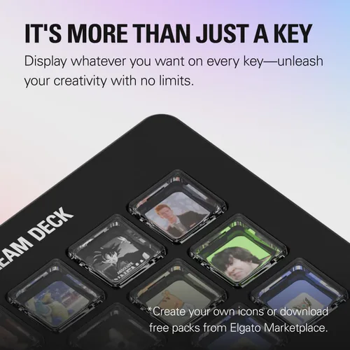 Vista 4 de Elgato Stream Deck Teclas de tijera—Controlador de flujo de trabajo con teclas macro personalizables para OBS, Twitch, Discord, Teams, Photoshop