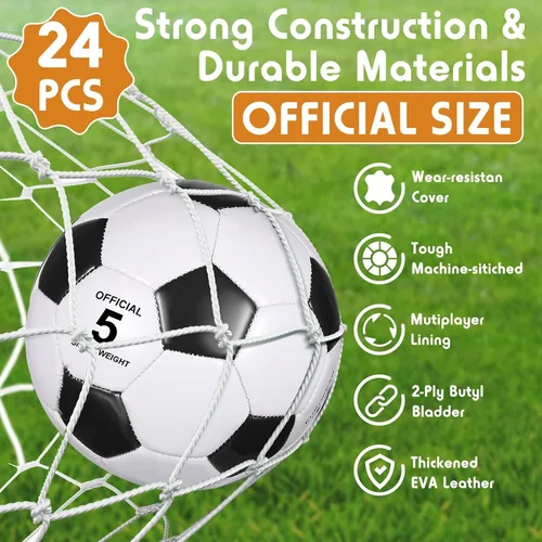 Vista 3 de Sotiff 24 pelotas de fútbol a granel con 24 bombas de fútbol desinfladas para niños, adolescentes, fútbol a granel para entrenamiento