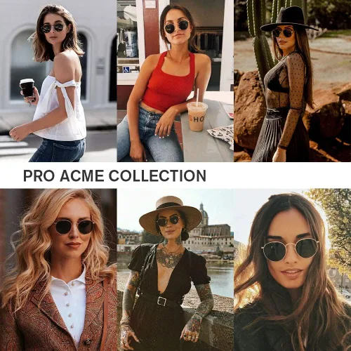 Vista 4 de Pro Acme Gafas de sol polarizadas de metal redondas pequeñas para mujer, estilo retro