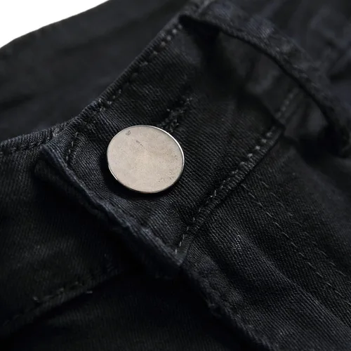 Vista 6 de Pantalones de mezclilla ajustados para hombre, rasgados, elásticos, desgastados, pierna cónica, desgastados, pantalones de mezclilla para hombre
