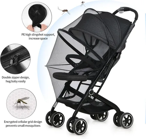 Vista 2 de DUOMI Mosquitera para cochecito, cubierta universal para insectos con cremallera Cobertura completa de insectos, malla transpirable, malla