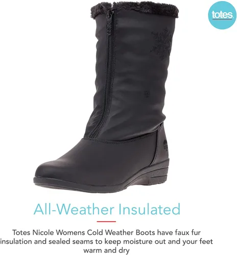 Vista 2 de Botas de invierno para mujer con cremallera frontal y copo de nieve acento Nicole impermeable aisladas para mayor comodidad, mantiene los pies