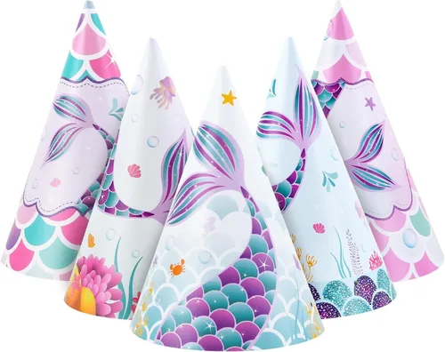 Vista 12 de WERNNSAI 12 Pcs Birthday Party Hats Assorted Themes Cone Paper Headbands Multiple Styles, Easy to Assemble with Elastic Strings, Kids Birthday