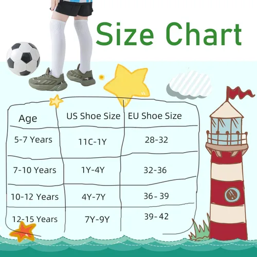 Vista 7 de Calcetines de fútbol para niños, calcetines de fútbol para niños pequeños, calcetines deportivos sólidos hasta la rodilla para niños y niñas de 5 a