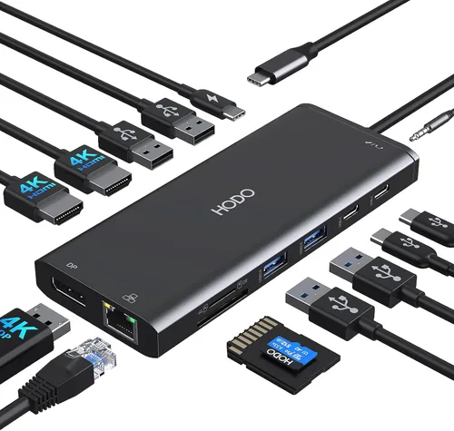 Vista 8 de Adaptador multipuerto USB-C para MacBook Air/Pro - Dongle HDMI 6 en 1 con puertos 4K, USB 3.0, lector de tarjetas SD/TF para MacBook M1/m2/m3/m4