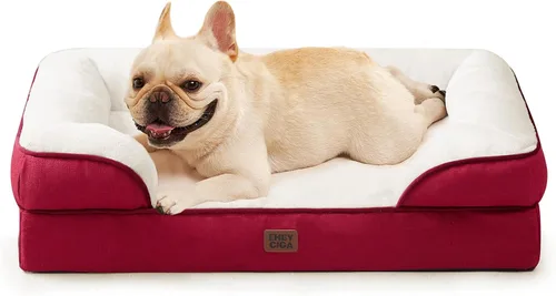 Vista 28 de EHEYCIGA – Cama ortopédica impermeable para perros pequeños, de espuma viscoelástica tipo caja de huevos, con bordes elevados y base antideslizante