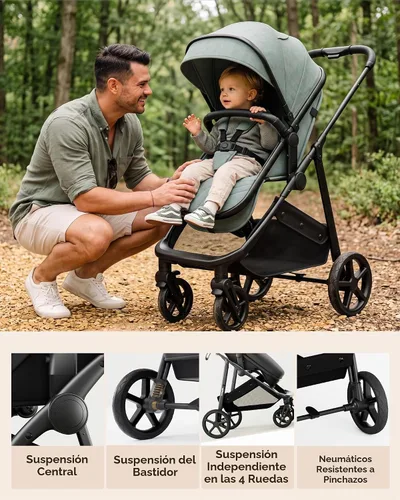 Vista 7 de Mompush Wiz - Cochecito reversible 2 en 1, plegable con una sola mano Negro
