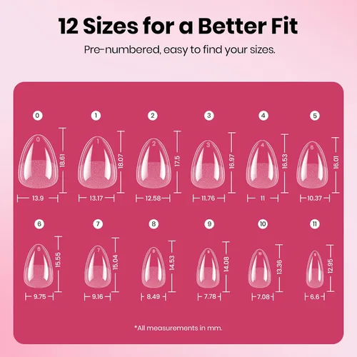 Vista 3 de Beetles - Kit de extensión de uñas extra cortas, 288 puntas de uñas, 12