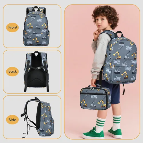 Vista 19 de CAMTOP - Conjunto de mochila y lonchera con estampados divertidos para niños de preescolar y primaria), Y0058-2