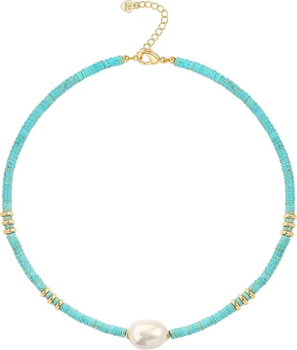 Vista 9 de CANEVINKA Gargantilla bohemia con cuentas chapada en oro de 18 quilates, collar con colgante de cuentas vintage, joyería hecha a mano para mujer