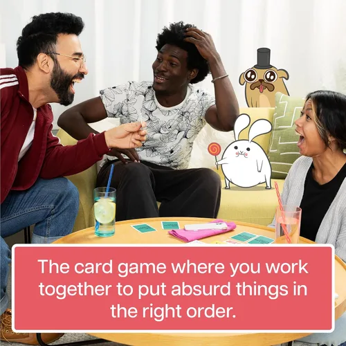 Vista 3 de Exploding Kittens Eso escaló rápidamente Grab & Game Your favorite absurd answer game, now pocket-sized! Work together to rank wild things in the