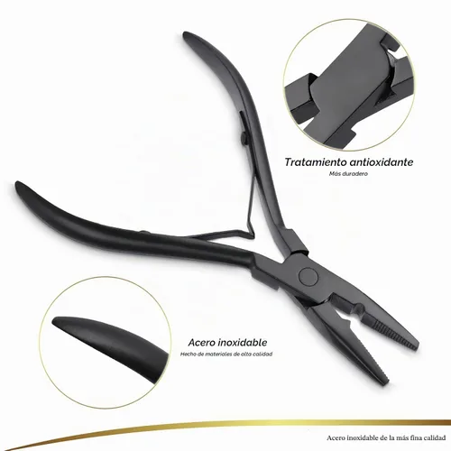 Vista 3 de EHDIS Alicates de extensión de cabello, alicates multifuncionales de microenlaces, herramienta de extensión de cabello para microenlace, micro