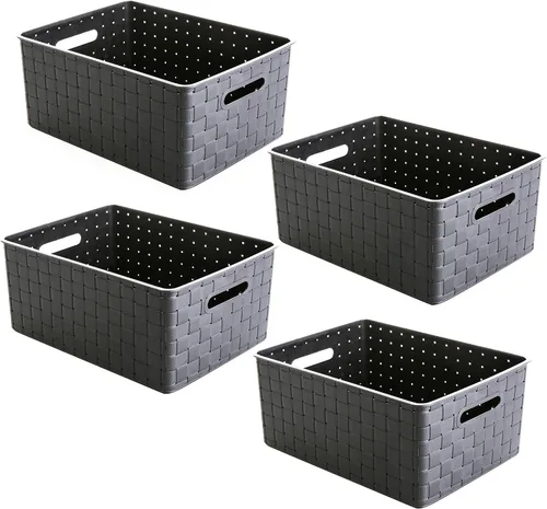 Vista 6 de BINO Cestas de almacenamiento de plástico pequeñas - gris LA COLECCIÓN ESTABLE Almacenamiento de uso múltiple Organizador rectangular