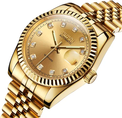 Vista 8 de Self Winding Watches for Men Fashion Silver Gold Stainless Steel Watches Skeleton Mechanical Mens Watches Tourbillon Automatic Mens Dress Watch
