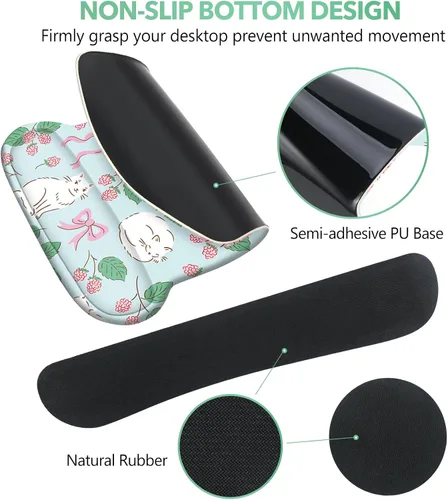 Vista 7 de AIMSA Reposamuñecas ergonómico para teclado y alfombrilla para mouse con soporte de muñeca, bonito juego de alfombrillas de espuma viscoelástica