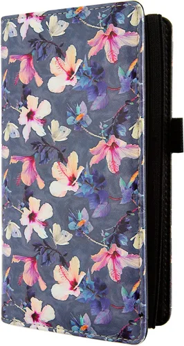 Vista 6 de Funda para chequera personal, cartera de chequera con bloqueo RFID y ranura para tarjeta de crédito, Hibisco floreciente., Lindo