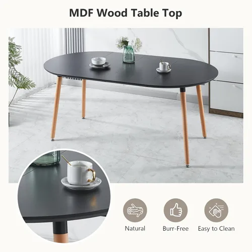 Vista 5 de Mesa de comedor redonda extensible para 4 y 6 pulgadas, mesa de comedor de madera de 39 a 70 pulgadas, mesa de cocina moderna para comedor, oficina